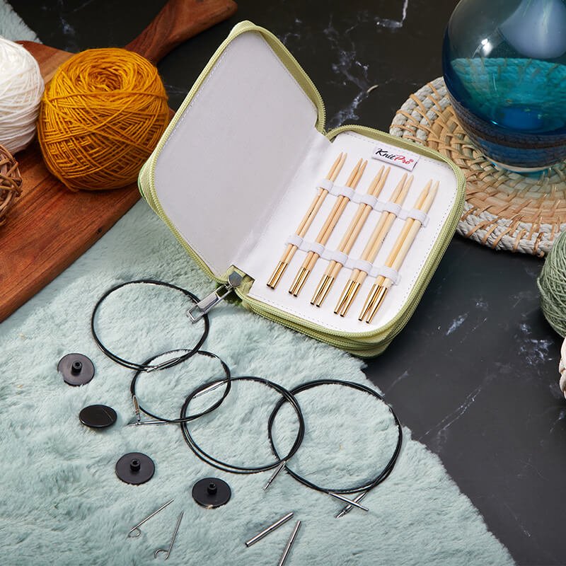 KnitPro Bamboo Starter Interchangeable Circular Needle Set (3.00, 3.50, 4.00, 4.50 & 5.00 mm) (22552) - Image 4